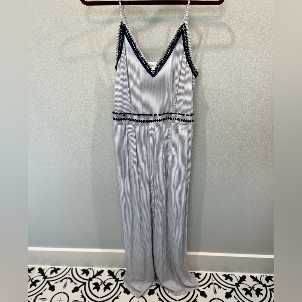 White and Blue Romper, very fresh. Size Medium